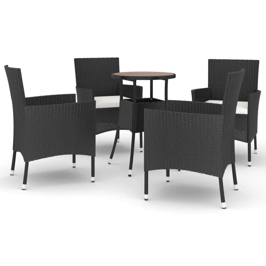 -Delige Bistroset Met Kussens Poly Rattan 5 Zwart en crème