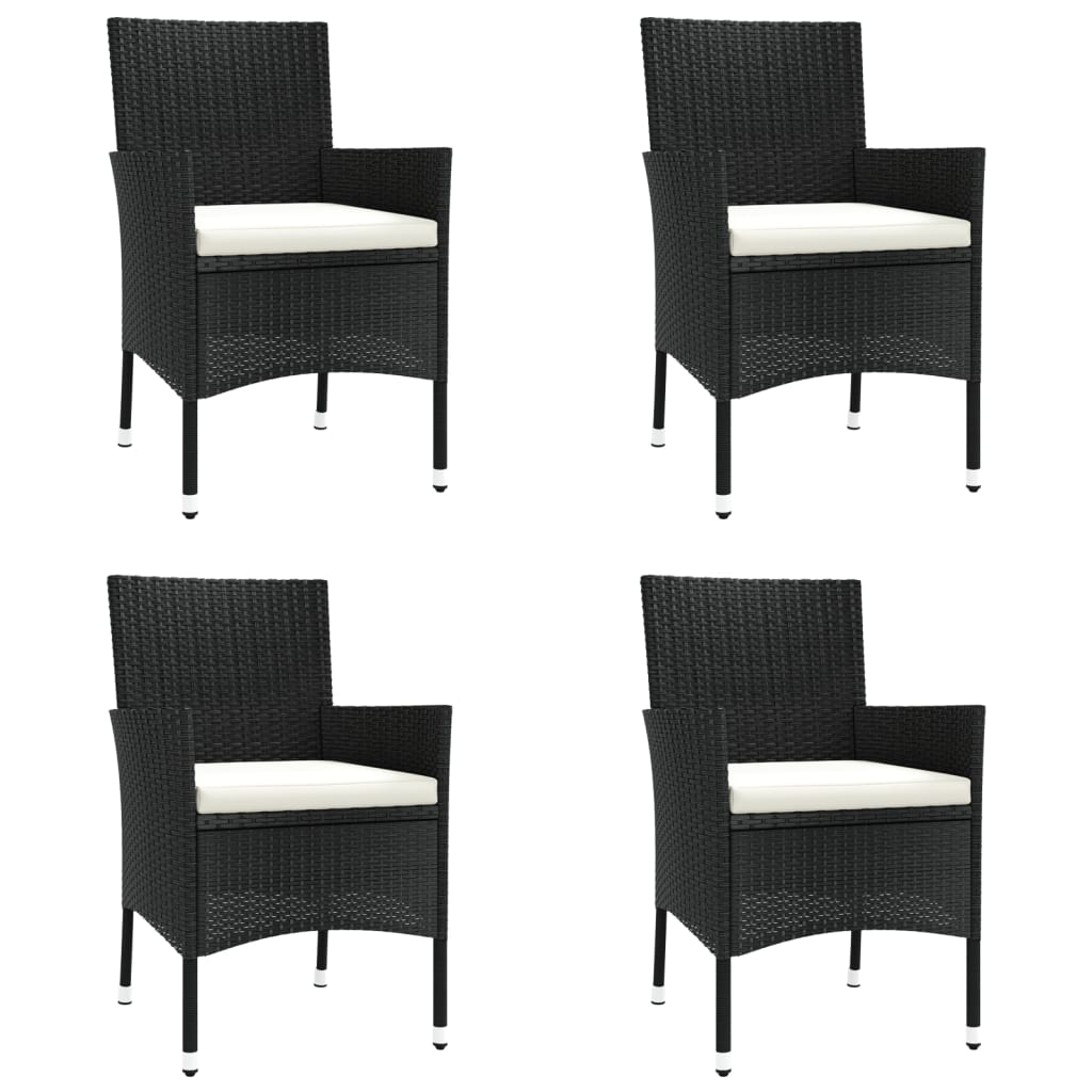 -Delige Bistroset Met Kussens Poly Rattan 5 Zwart en crème