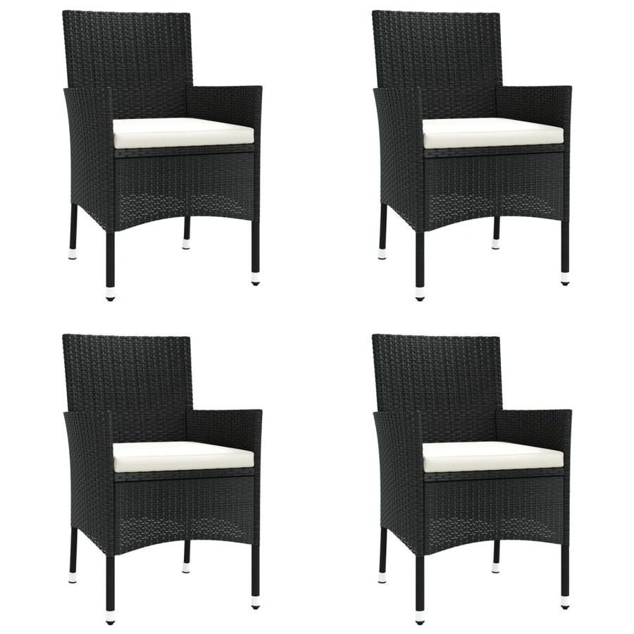 -Delige Bistroset Met Kussens Poly Rattan 5 Zwart en crème