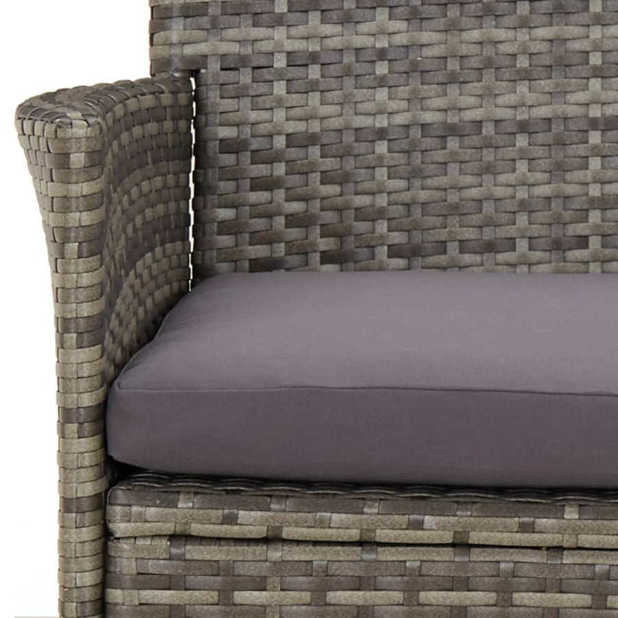 -Delige Bistroset Met Kussens Poly Rattan Grijs 3 Donkergrijs