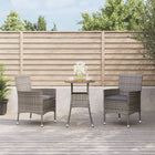 -Delige Bistroset Met Kussens Poly Rattan Grijs 3 Donkergrijs