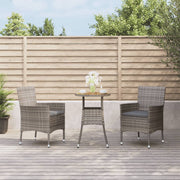 Bistroset 3-delig poly rattan grijs met kussens