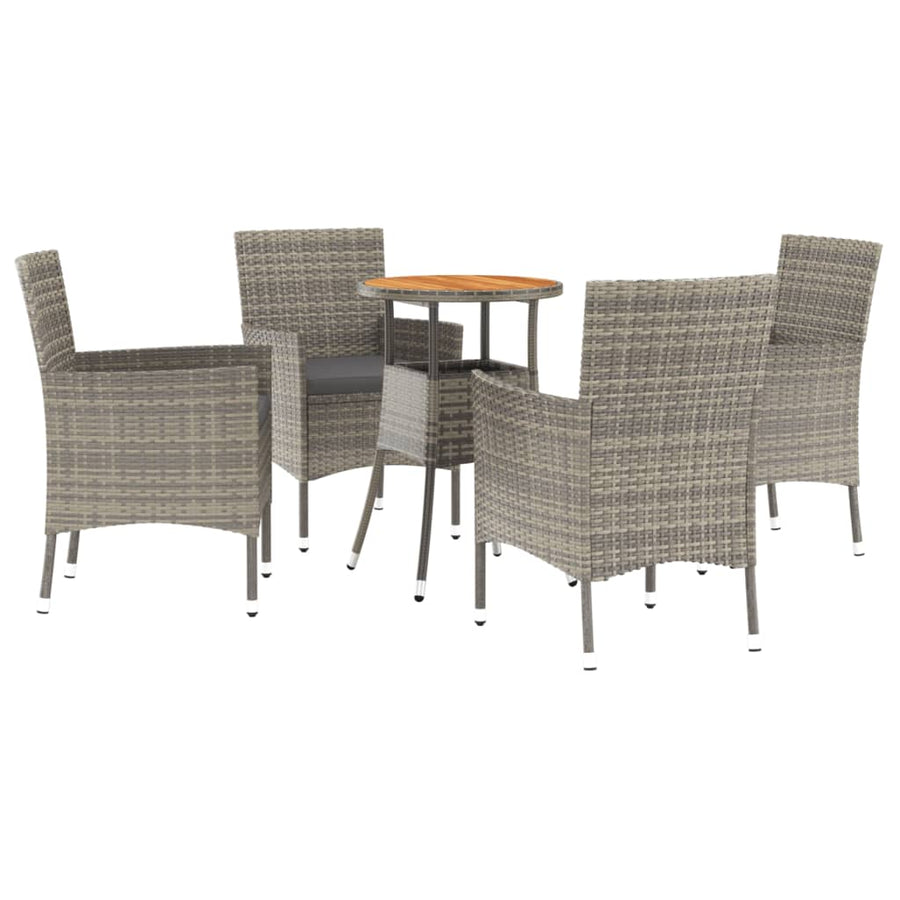 5-Delige Bistroset Met Kussens Poly Rattan Grijs 4