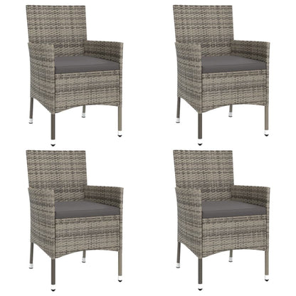 5-Delige Bistroset Met Kussens Poly Rattan Grijs 4