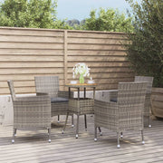 Bistroset 5-delig poly rattan grijs met kussens