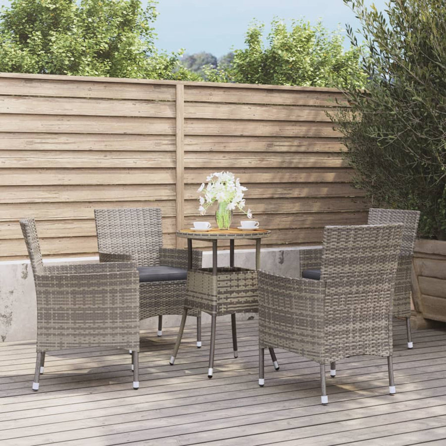 5-Delige Bistroset Met Kussens Poly Rattan Grijs 4
