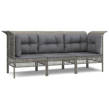 3-Delige Loungeset Met Kussens Poly Rattan Grijs 2x hoek + midden