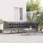 5-Delige Loungeset Met Kussens Poly Rattan Grijs 2x hoek + 2x midden + voetensteun