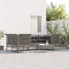 -Delige Loungeset Met Kussens Poly Rattan Grijs 7