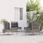 4-Delige Loungeset Met Kussens Poly Rattan Grijs