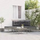 5-Delige Loungeset Met Kussens Poly Rattan Grijs hoek + midden + 3x voetensteun