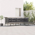 5-Delige Loungeset Met Kussens Poly Rattan Grijs 2x hoek + 2x midden + voetensteun