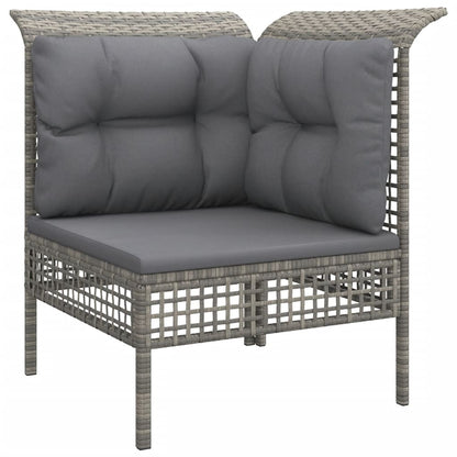 5-Delige Loungeset Met Kussens Poly Rattan Grijs 3x hoek + 2x midden