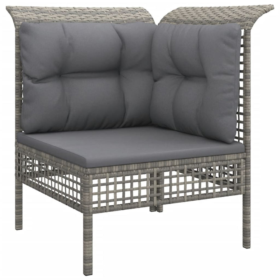5-Delige Loungeset Met Kussens Poly Rattan Grijs 3x hoek + 2x midden