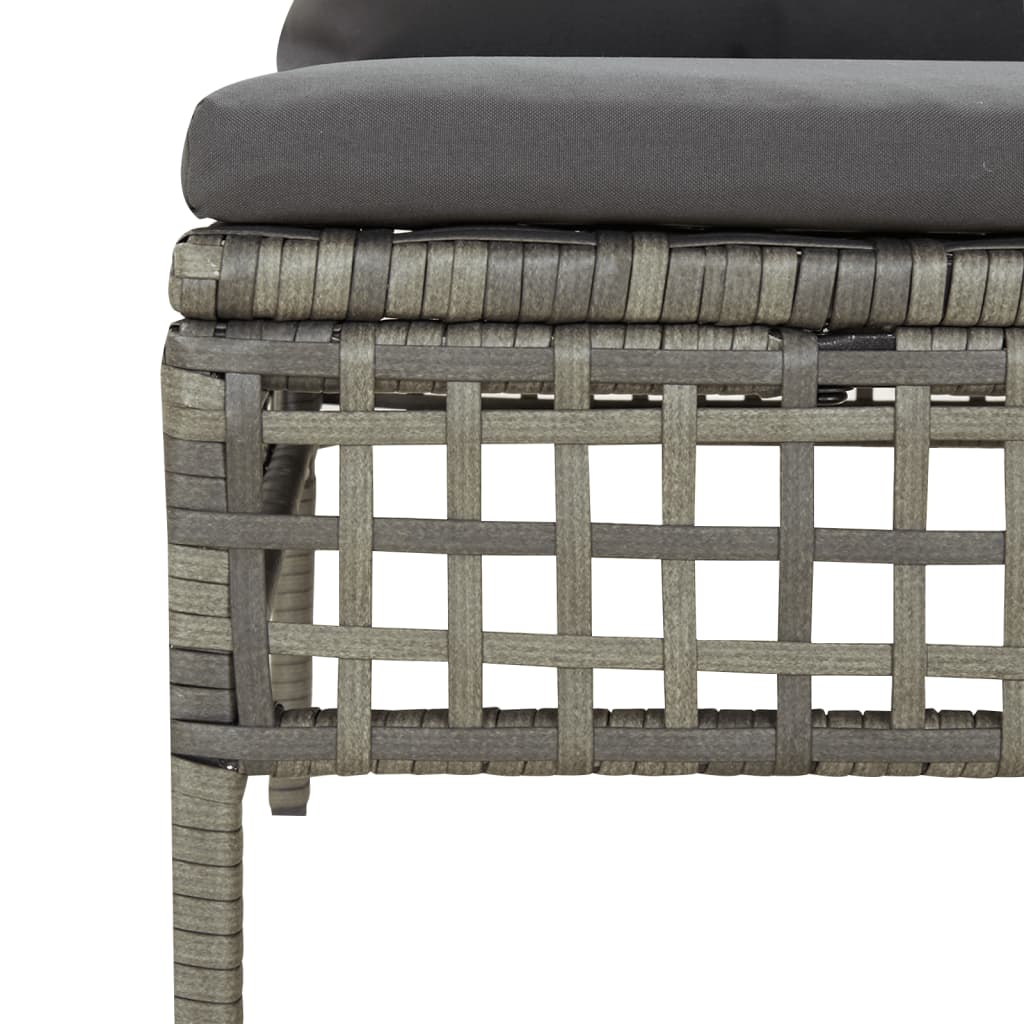 6-Delige Loungeset Met Kussens Poly Rattan Grijs 3x hoek + 2x midden + voetensteun