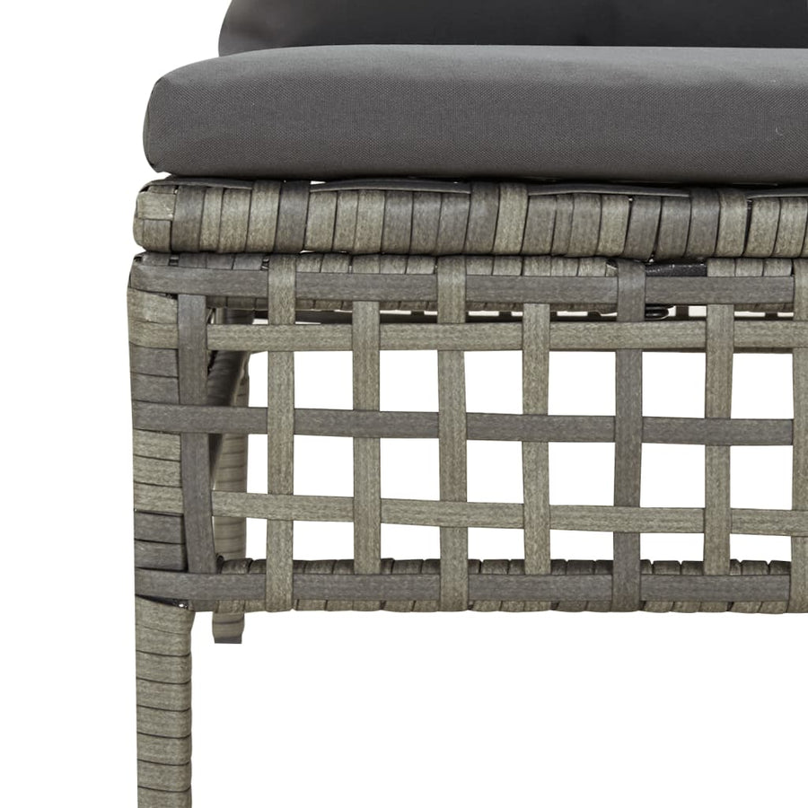 6-Delige Loungeset Met Kussens Poly Rattan Grijs 3x hoek + 2x midden + voetensteun