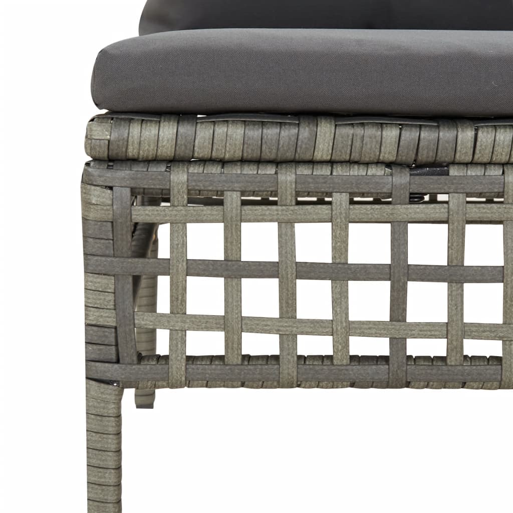 6-Delige Loungeset Met Kussens Poly Rattan Grijs 3x hoek + 2x midden + voetensteun