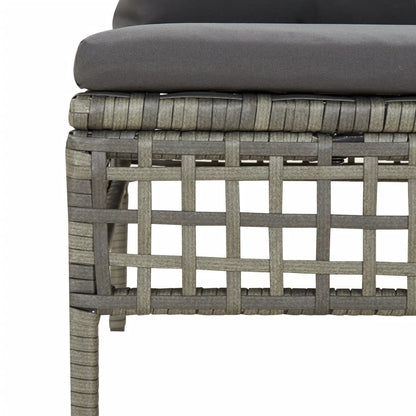 6-Delige Loungeset Met Kussens Poly Rattan Grijs 3x hoek + 2x midden + voetensteun