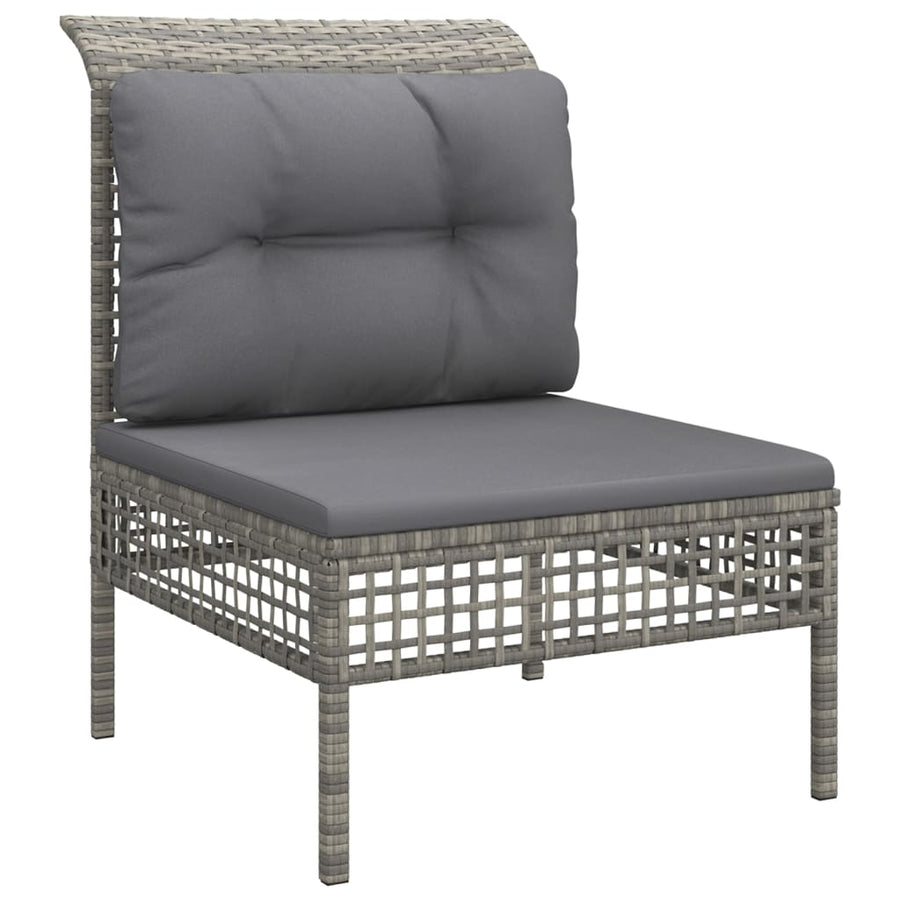 6-Delige Loungeset Met Kussens Poly Rattan Grijs 3x hoek + 3x midden