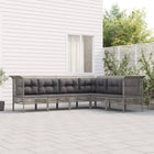 Loungeset 6-delig poly rattan grijs
