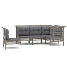 5-Delige Loungeset Met Kussens Poly Rattan Grijs 3x hoek + 2x midden