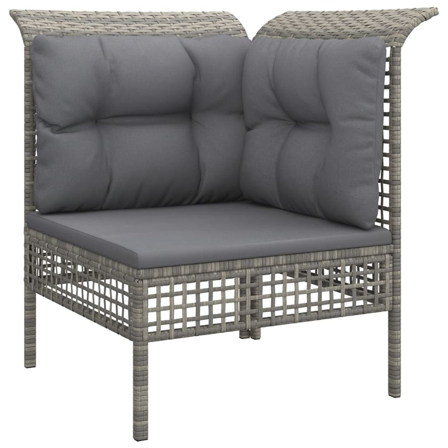 5-Delige Loungeset Met Kussens Poly Rattan Grijs 3x hoek + 2x midden
