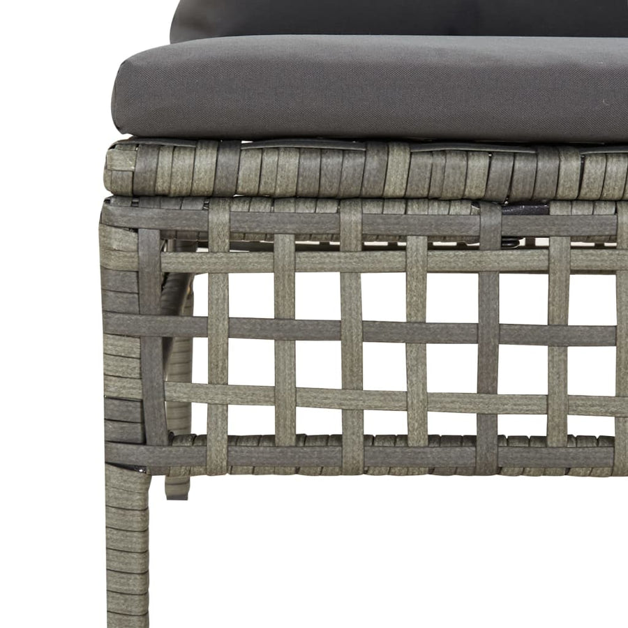 5-Delige Loungeset Met Kussens Poly Rattan Grijs 3x hoek + 2x midden