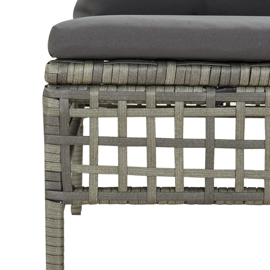 6-Delige Loungeset Met Kussens Poly Rattan Grijs 3x hoek + 2x midden + voetensteun