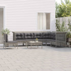 8-Delige Loungeset Met Kussens Poly Rattan Grijs 4x midden + 3x hoek + voetensteun