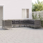 9-Delige Loungeset Met Kussens Poly Rattan Grijs 5x hoek + 4x midden