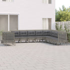 -Delige Loungeset Met Kussens Poly Rattan Grijs 5x hoek + 6x midden