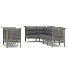 7-Delige Loungeset Met Kussens Poly Rattan Grijs 5x hoek + 2x midden