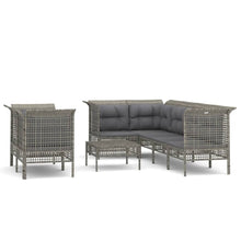 8-Delige Loungeset Met Kussens Poly Rattan Grijs 4x corner + 3x middle + footrest