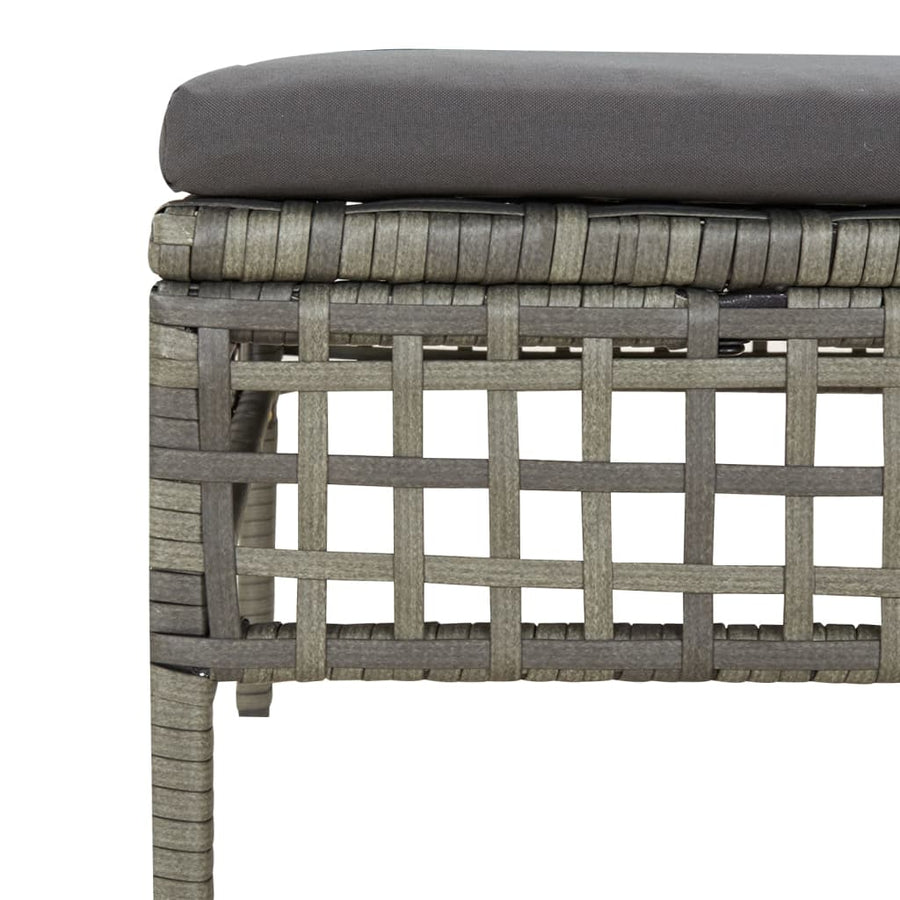 6-Delige Loungeset Met Kussens Poly Rattan Grijs 3x hoek + 2x midden + voetensteun