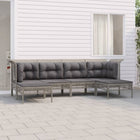 Loungeset 6-delig poly rattan grijs