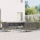 -Delige Loungeset Met Kussens Poly Rattan Grijs 3x hoek + 8x midden