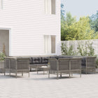 3-Delige Loungeset Met Kussens Poly Rattan Grijs 7x hoek + 6x midden