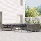 0-Delige Loungeset Met Kussens Poly Rattan Grijs 6x midden + 4x hoek