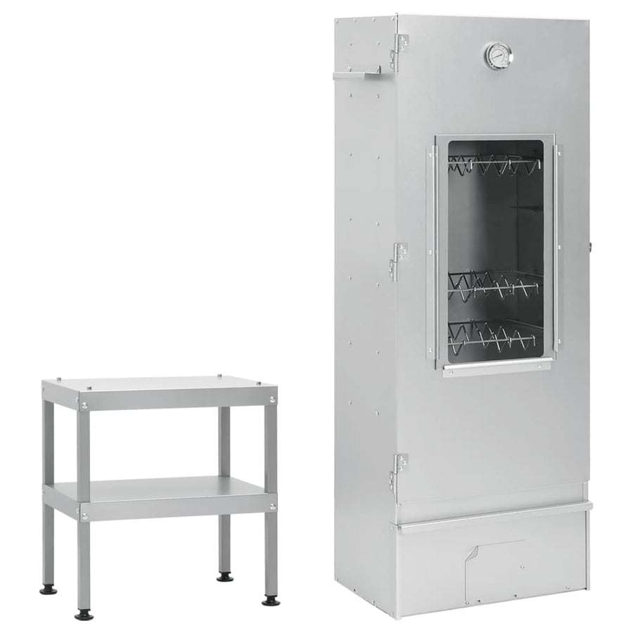 BBQ-rookoven met tafel gegalvaniseerd staal 2 44.5 x 29 x 110 cm