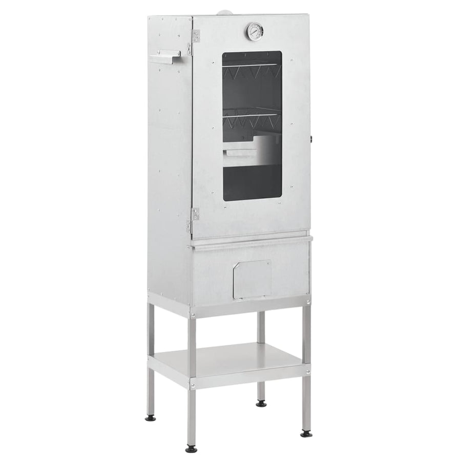 Bbq-Rookoven Met Tafel Gegalvaniseerd Staal 2 44.5 x 29 x 83 cm Met raam