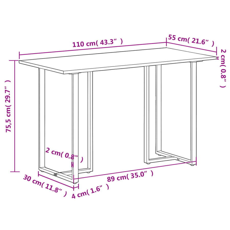 Eettafel 110X55X75,5 Cm 110 x 55 x 75.5 cm