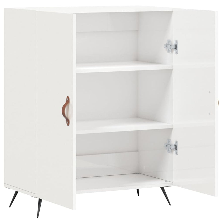 Dressoir 69,5X34X90 Cm Bewerkt Hout Hoogglans Wit