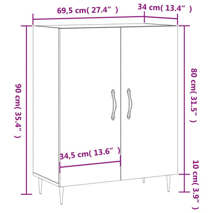 Dressoir 69,5X34X90 Cm Bewerkt Hout Betongrijs