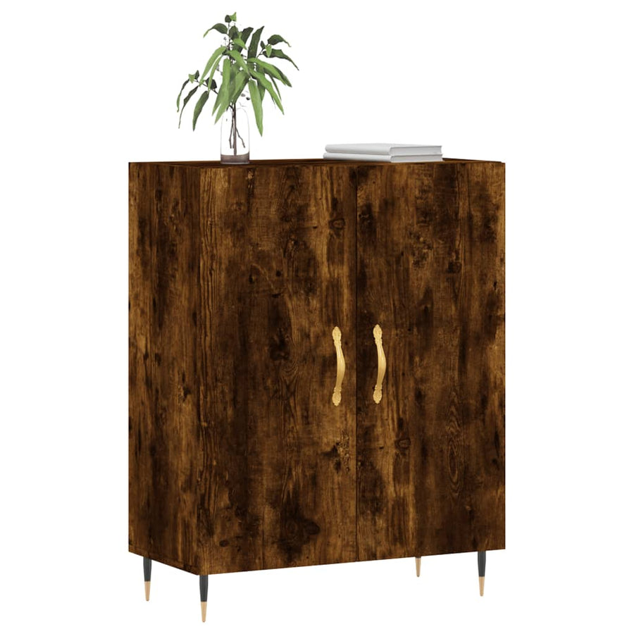 Dressoir 69,5X34X90 Cm Bewerkt Hout Gerookt Eikenkleurig