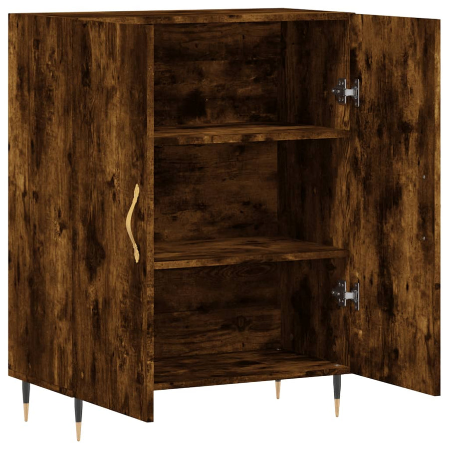 Dressoir 69,5X34X90 Cm Bewerkt Hout Gerookt Eikenkleurig