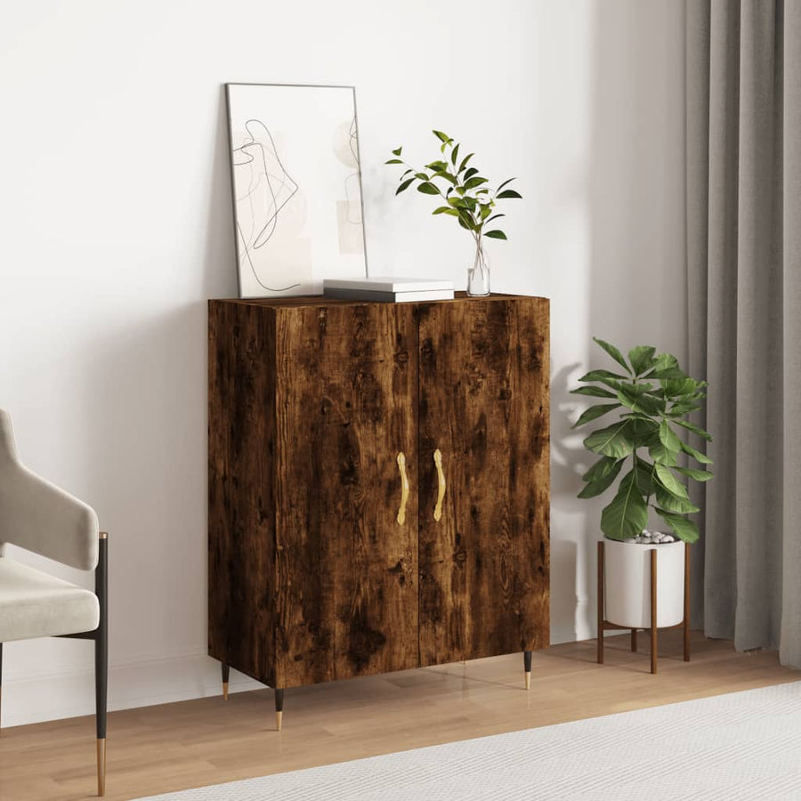 Dressoir 69,5X34X90 Cm Bewerkt Hout Gerookt Eikenkleurig