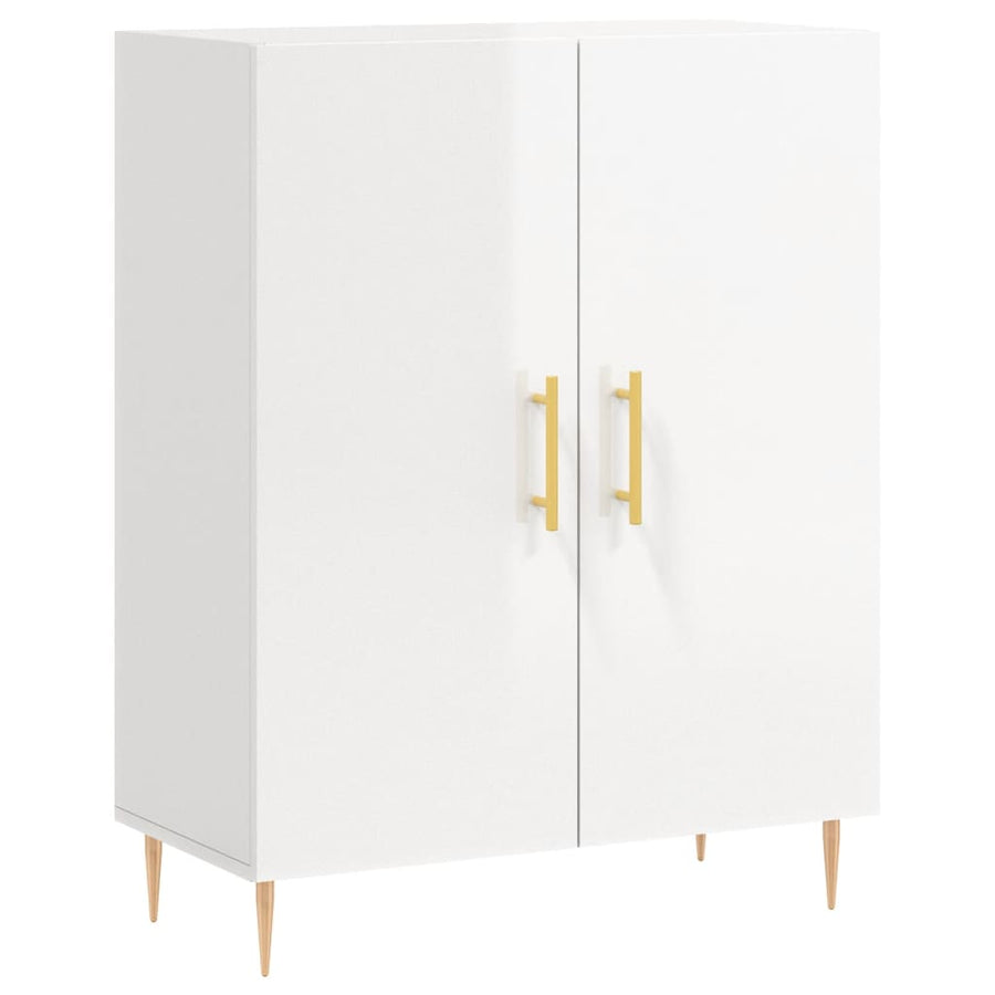 Dressoir 69,5X34X90 Cm Bewerkt Hout Hoogglans Wit
