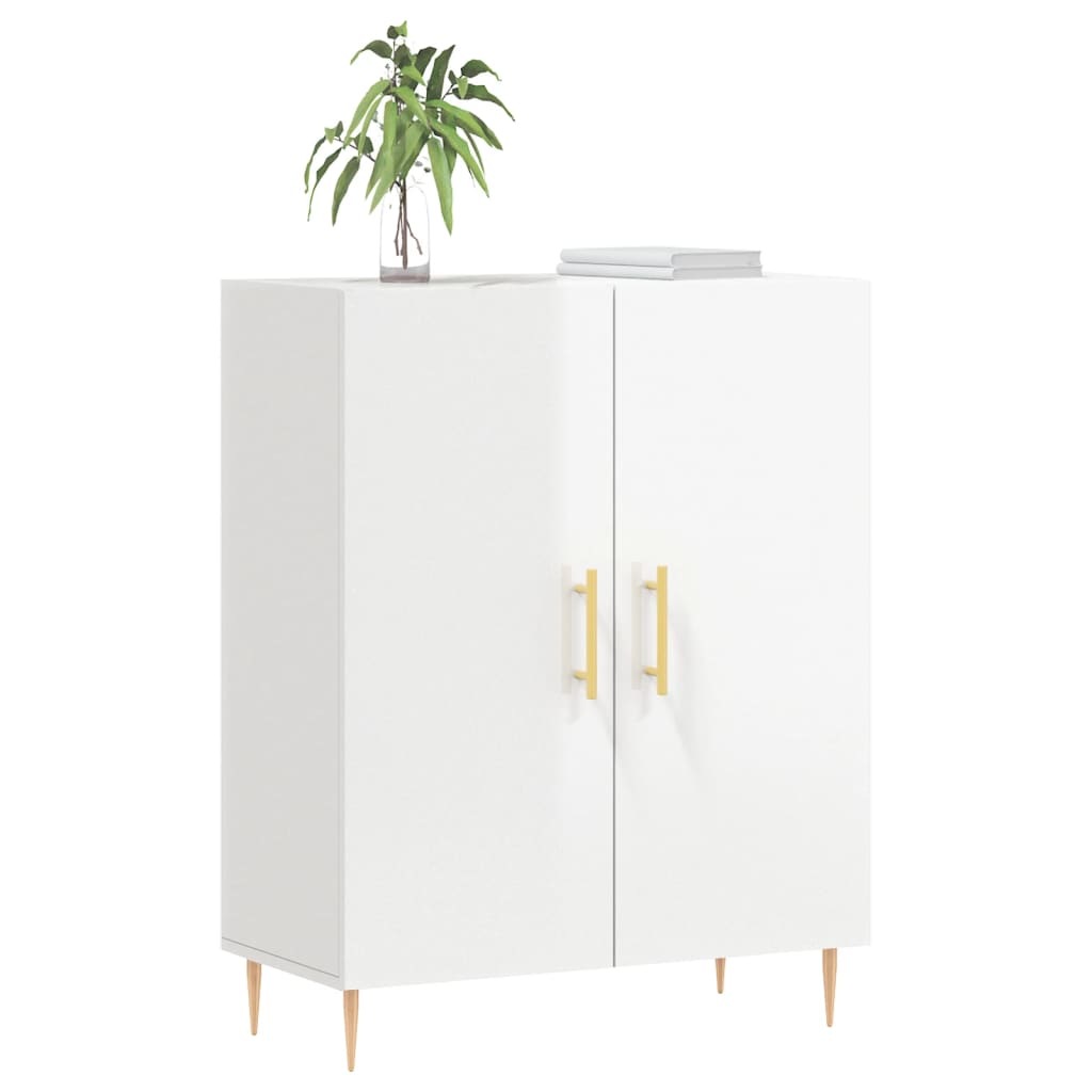 Dressoir 69,5X34X90 Cm Bewerkt Hout Hoogglans Wit