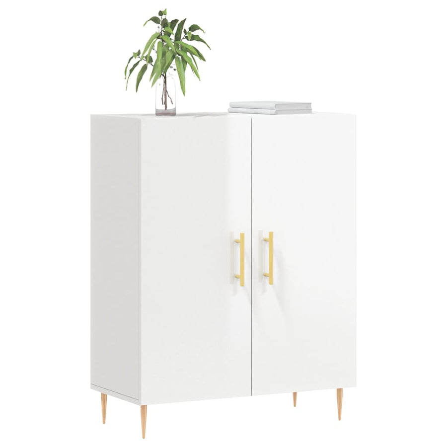 Dressoir 69,5X34X90 Cm Bewerkt Hout Hoogglans Wit