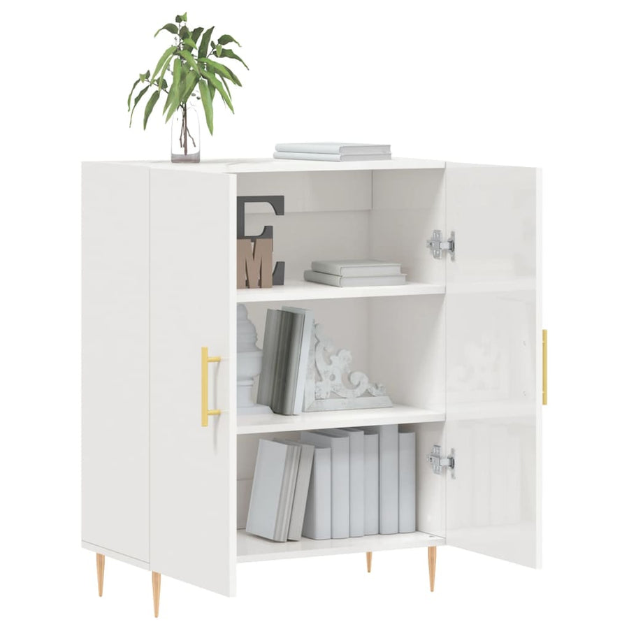 Dressoir 69,5X34X90 Cm Bewerkt Hout Hoogglans Wit